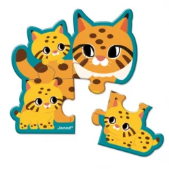 Janod 5 Animal Puzzles Supporting Wwf 2-6 Pieces
