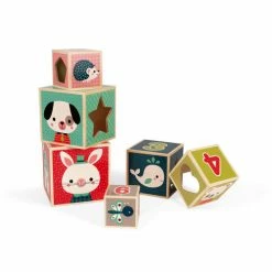 Janod Set of 6 Baby Forest Pyramid Cubes Toy 10 Janod Set of 6 Baby Forest Pyramid Cubes Toy