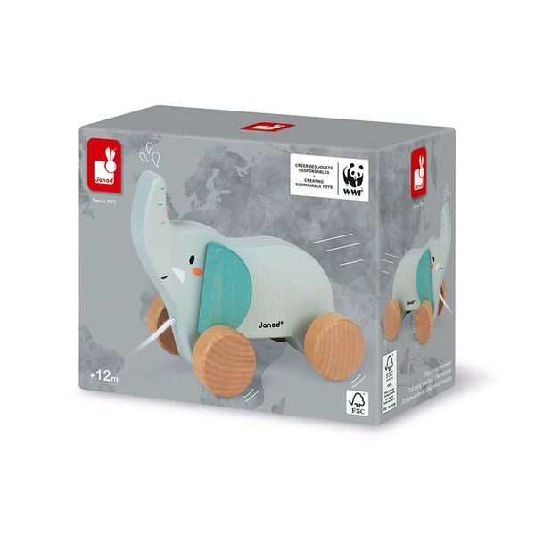 Janod Pull-Along Wooden Elephant 4 Janod Pull-Along Wooden Elephant