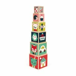 Janod Set of 6 Baby Forest Pyramid Cubes Toy 9 Janod Set of 6 Baby Forest Pyramid Cubes Toy