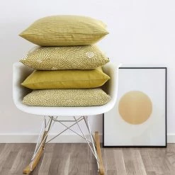 Spira of Sweden Mustard Cotton Dotte Pos Pillowcase