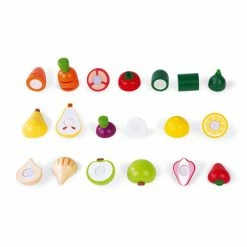Janod Wooden Maxi Set Green Market Chopping Fruits and Vegetables Toy