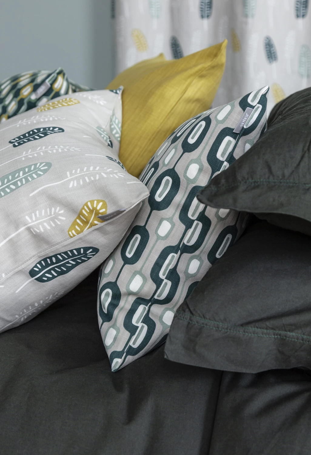 Spira of Sweden Green Cotton Fält Cushion Cover 4 Spira of Sweden Green Cotton Fält Cushion Cover